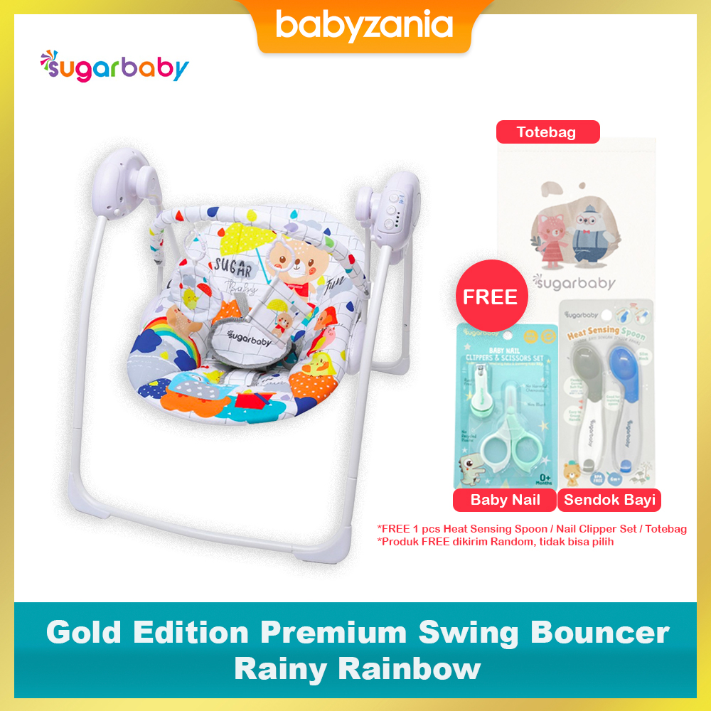 Sugar Baby Gold Edition Premium Swing Bouncer - Rainy Rainbow